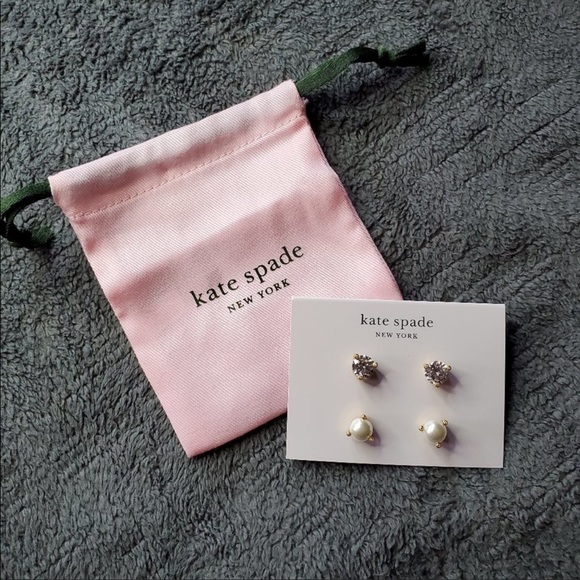 Kate Spade Earrings - Pearl and Diamond Studs - set of 2